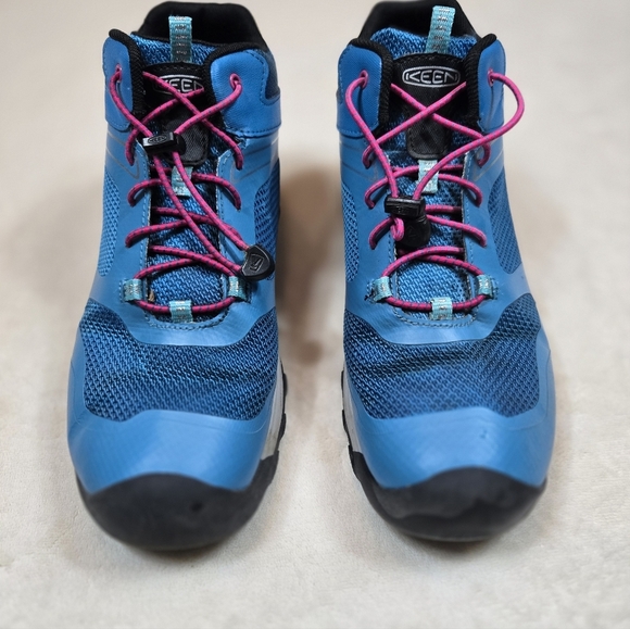 Keen Vibrant Blue Hiking Boots with Pink Accents - Picture 1 of 7